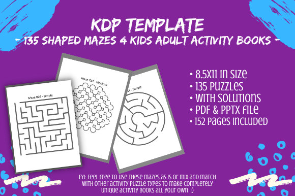 135 Mixed Shape Mazes for Kids and Adults