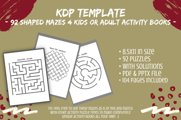 92 KDP Mixed Shape Mazes for Kids Adults