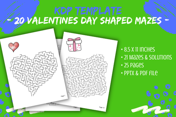 Creating Unique KDP Activity Books with 21 Valentine’s Day Mixed Shape Mazes