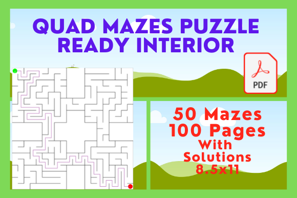 Explore Quad Mazes Puzzle Book with Solutions