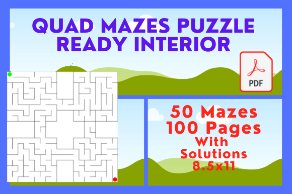 Quad Mazes 8.5x11 Puzzle KDP: A Creative Design Asset