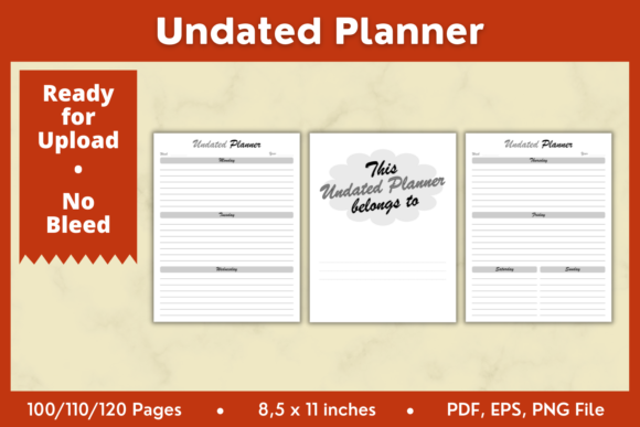 Undated Planner KDP Interior 8.5x11in: Editable Layouts